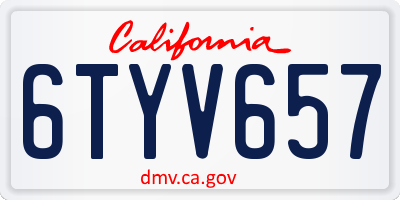 CA license plate 6TYV657
