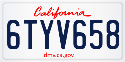 CA license plate 6TYV658