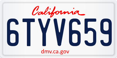 CA license plate 6TYV659