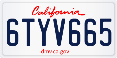 CA license plate 6TYV665