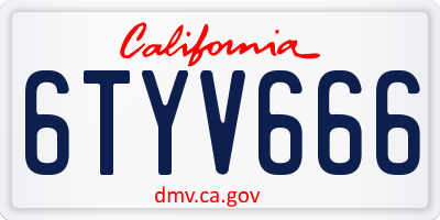 CA license plate 6TYV666