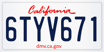 CA license plate 6TYV671