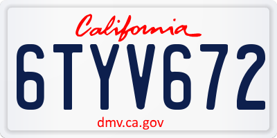 CA license plate 6TYV672
