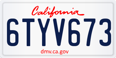 CA license plate 6TYV673