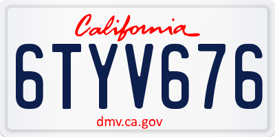 CA license plate 6TYV676