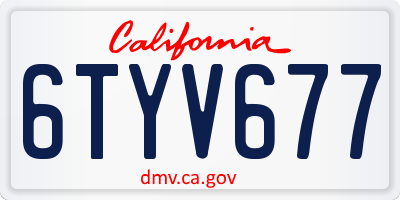 CA license plate 6TYV677