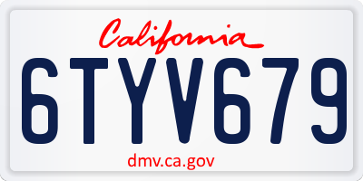 CA license plate 6TYV679