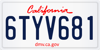 CA license plate 6TYV681