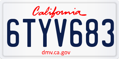 CA license plate 6TYV683