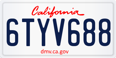 CA license plate 6TYV688