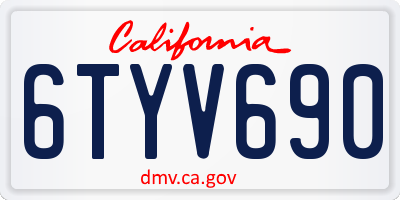 CA license plate 6TYV690