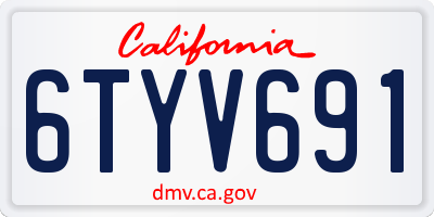 CA license plate 6TYV691