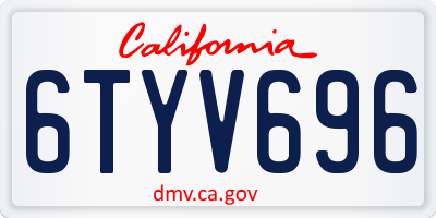 CA license plate 6TYV696