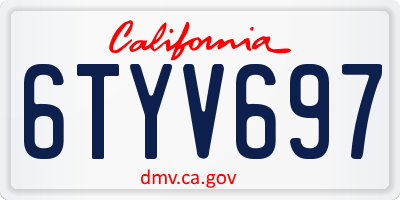 CA license plate 6TYV697