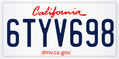 CA license plate 6TYV698