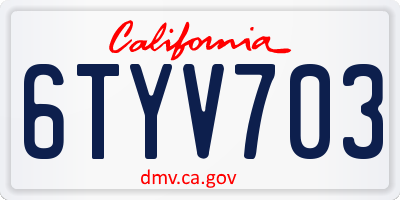 CA license plate 6TYV703
