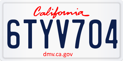 CA license plate 6TYV704