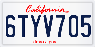 CA license plate 6TYV705