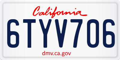 CA license plate 6TYV706
