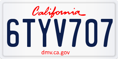 CA license plate 6TYV707