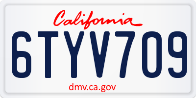 CA license plate 6TYV709