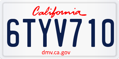 CA license plate 6TYV710