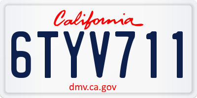 CA license plate 6TYV711