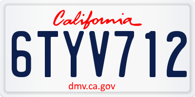 CA license plate 6TYV712