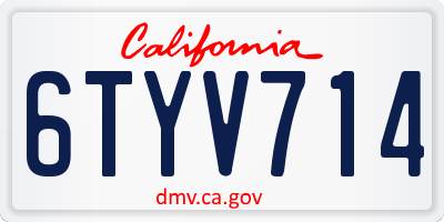 CA license plate 6TYV714