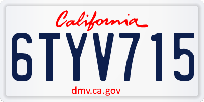 CA license plate 6TYV715