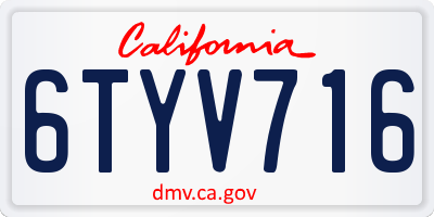 CA license plate 6TYV716