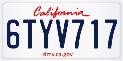 CA license plate 6TYV717