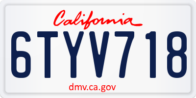CA license plate 6TYV718