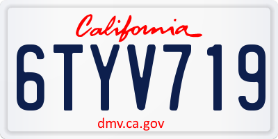 CA license plate 6TYV719