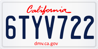 CA license plate 6TYV722