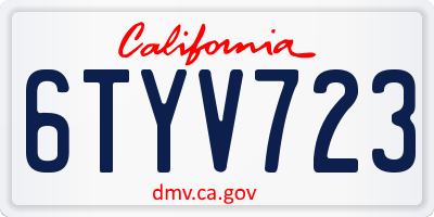 CA license plate 6TYV723