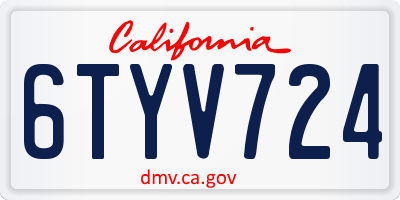 CA license plate 6TYV724