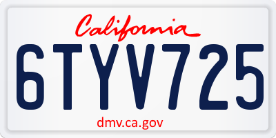 CA license plate 6TYV725