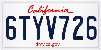 CA license plate 6TYV726