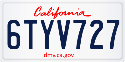 CA license plate 6TYV727