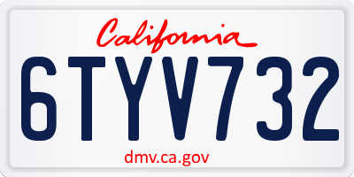 CA license plate 6TYV732