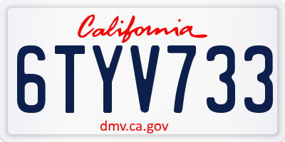 CA license plate 6TYV733