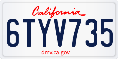CA license plate 6TYV735