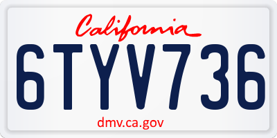 CA license plate 6TYV736