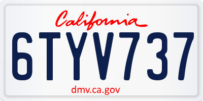 CA license plate 6TYV737