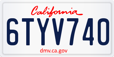 CA license plate 6TYV740