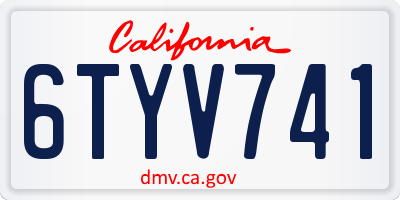 CA license plate 6TYV741