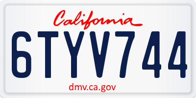 CA license plate 6TYV744