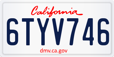 CA license plate 6TYV746