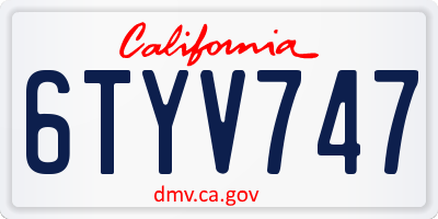 CA license plate 6TYV747